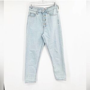 Princess Polly Button Fly High Rise Light Wash Straight Leg Jeans
